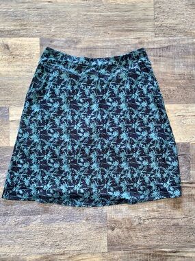 Floral A-Line Skirt in Black and Teal